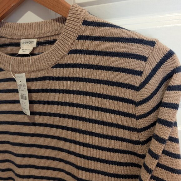 NWT Crewcuts Boys' Striped Elbow-patch Crewneck Sweater brown Navy Size XL - Picture 6 of 9